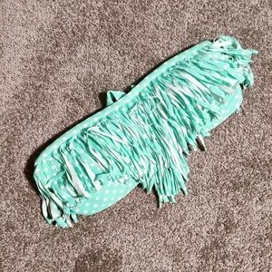 Unbranded Women's Bikini Top Size Small Fringe Polka Dot Teal White
